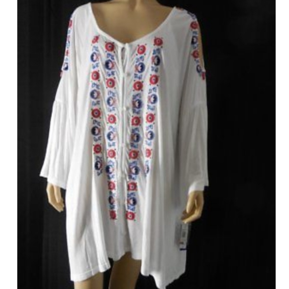 ** Peter Nygard Blouse Peasant Boho Cold Shoulders